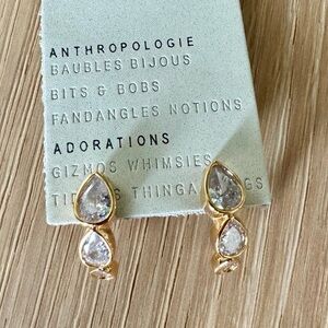 Anthropologie Multi Crystal Gold Chic Drop Earrings NWT